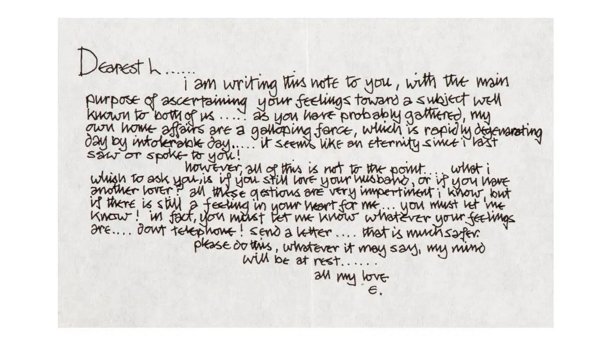 Carta Pattie Boyd y Eric Clapton (Foto: Christie's)