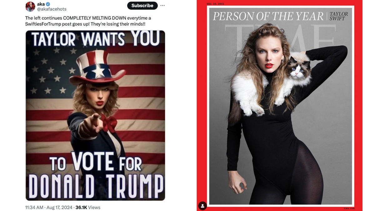 Taylor Swift debate Kamala Trump (Foto: X / Instagram)